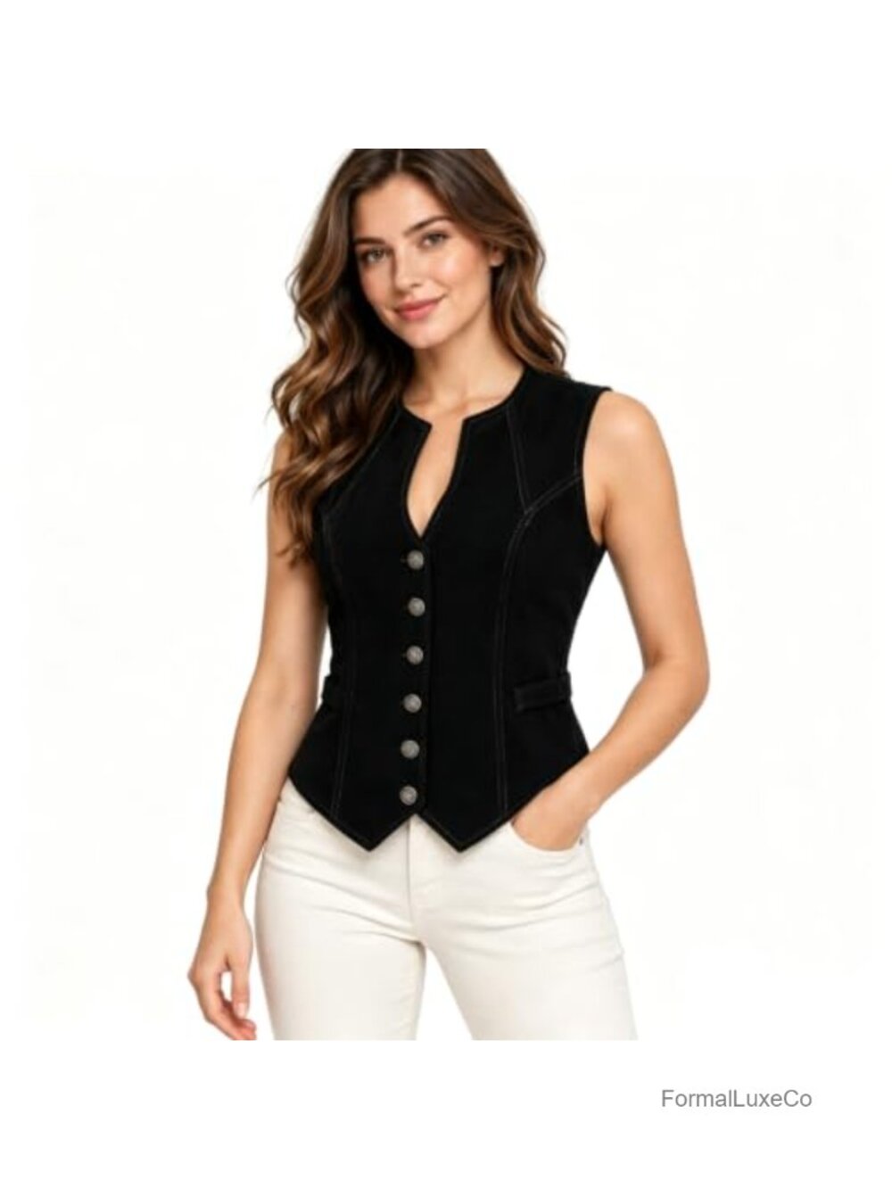 Victorian Velvet Steampunk Waistcoat Vest Sleeveless V-Neck